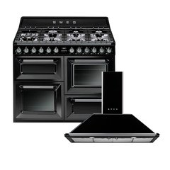 Smeg TR4110BL1 Victoria 110cm Dual Fuel Range Cooker, Black, A Rated