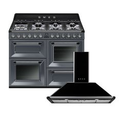 Smeg TR4110GR Victoria 110cm Dual Fuel Range Cooker, Grey, A Rated