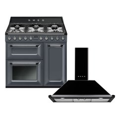 Smeg TR93GR Victoria Slate Grey 90cm Dual Fuel Range Cooker, A Rated