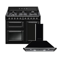Smeg TR103BL Victoria 100cm Dual Fuel Range Cooker, Black, A Rated