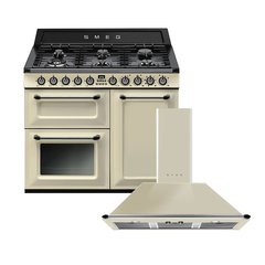 Smeg TR103P Victoria 100cm Dual Fuel Range Cooker, Cream, A Rated