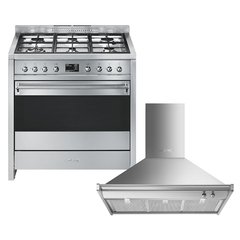 Smeg A1-9 Opera 90cm Dual Fuel Range Cooker, Stainless Steel, A+ Rated