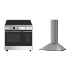 Smeg CX92IM Concert 90cm Induction Range Cooker, Stainless Steel, A Rated