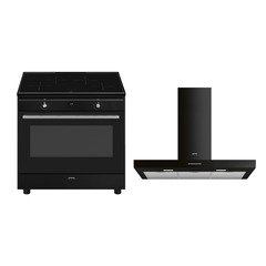 Smeg CX91IMBL 90cm Induction Range Cooker, Black, A Rated