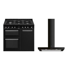 Smeg CX103GMBL Concert 100cm Dual Fuel Range Cooker, Black, A Rated