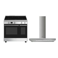 Smeg CX92IM Concert 90cm Induction Range Cooker, Stainless Steel, A Rated