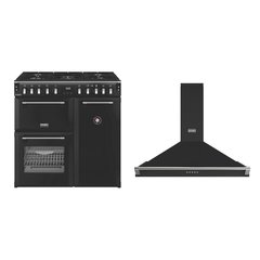 Stoves DX RCA RICH 90DF BLK 90cm Dual Fuel Range Cooker, Black, A Rated