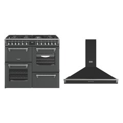Stoves Richmond 100DF 100cm Dual Fuel Range Cooker, Grey, A Rated