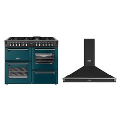 Stoves DX RCA RICH 110DF DMA 110cm Dual Fuel Range Cooker, Deep Marine, Green, A Rated
