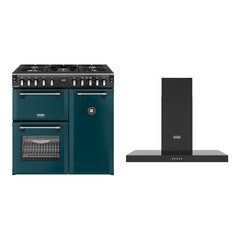 Stoves DX RCA RICH 90DF DMA 90cm Dual Fuel Range Cooker, Deep Marine, Green, A Rated