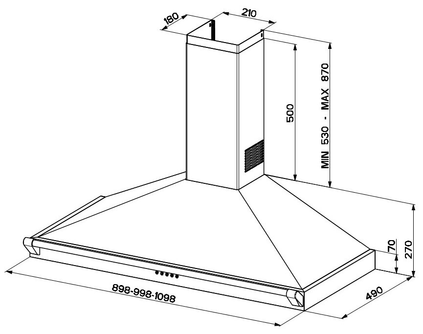 Stoves Richmond 110PYR 110cm Chimney Cooker Hood, Black, A+ Rated