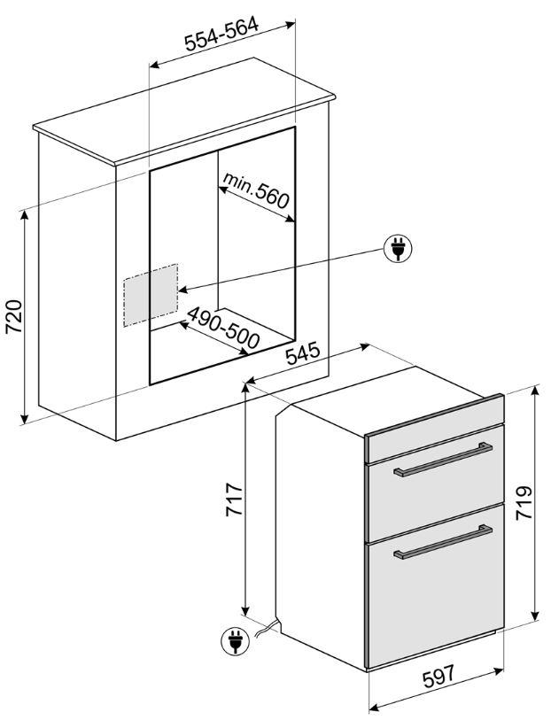 Smeg DUSF400S Cucina BuiltUnder Electric Double Oven, Stainless Steel