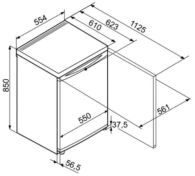 Liebherr T1504 Under Counter Fridge with Ice Box, White Marks Electrical