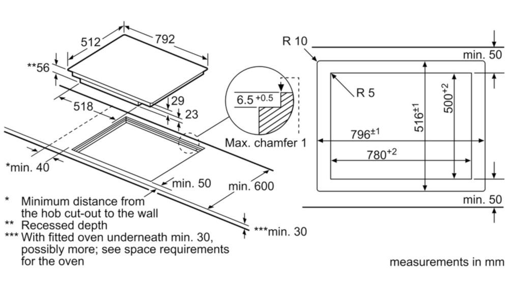 Neff T48PD23X2 N70 79cm Induction Hob, Frameless (Flush Fit) Marks