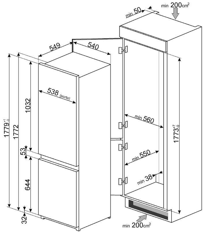 Buy Smeg UKC7280NEP1 Frost Free Integrated Fridge Freezer Marks