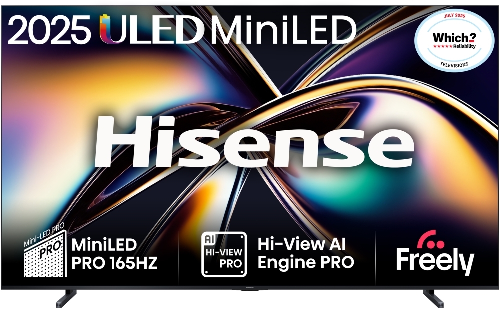 Hisense 100U8QTUK 100" ULED Mini LED Smart TV, 4K Ultra HD, Black, D Rated