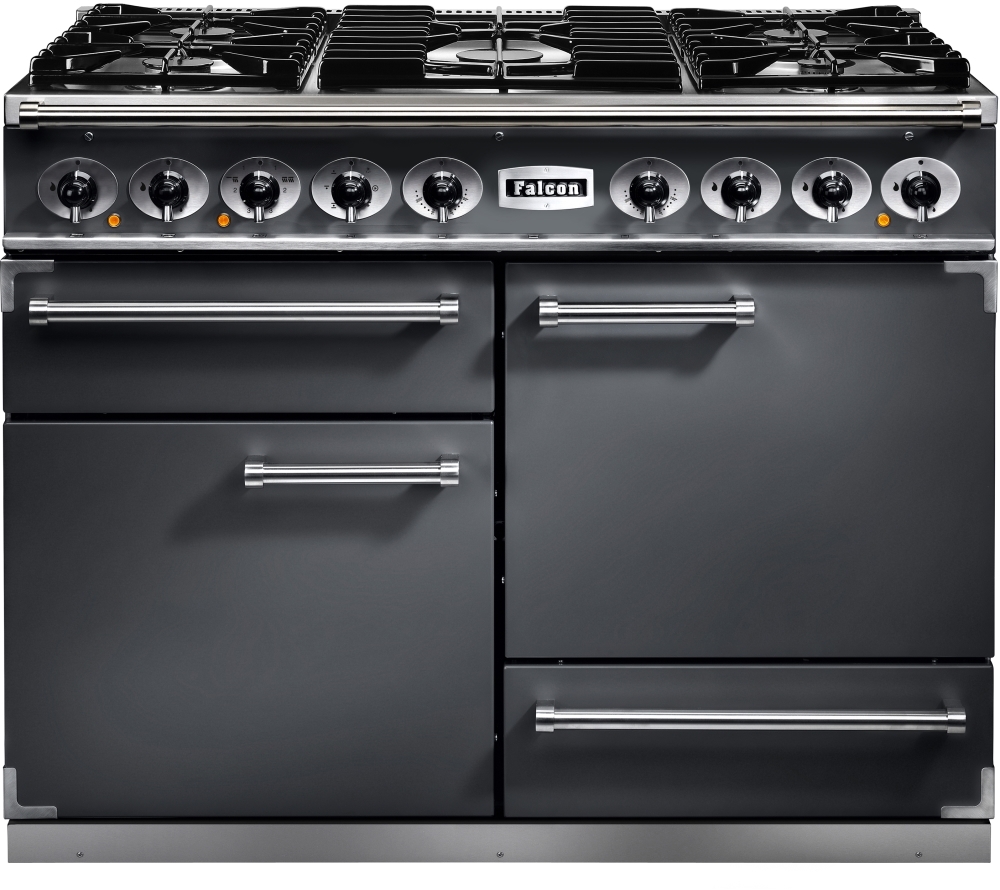 Falcon 1092 Deluxe Slate Brushed Chrome 110cm Dual Fuel Range Cooker