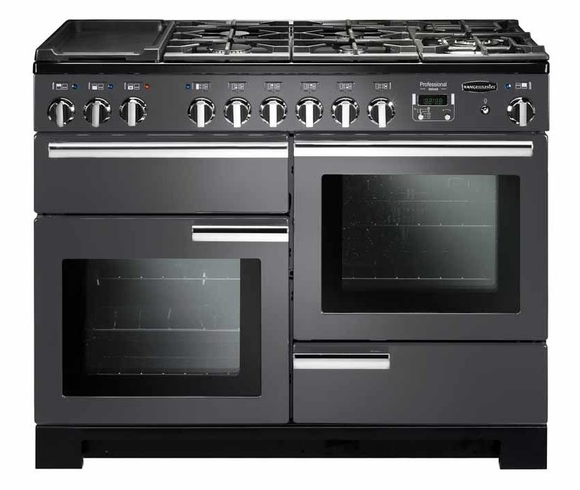 Rangemaster Professional Deluxe PDL110DFFSL/C 110cm Dual Fuel Range Cooker Slate / Chrome, Grey, A Rated