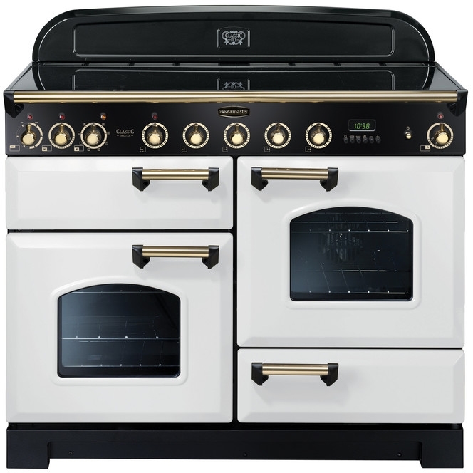 Rangemaster CDL110EIWH/B Classic Deluxe White / Brass 110cm Induction Range Cooker