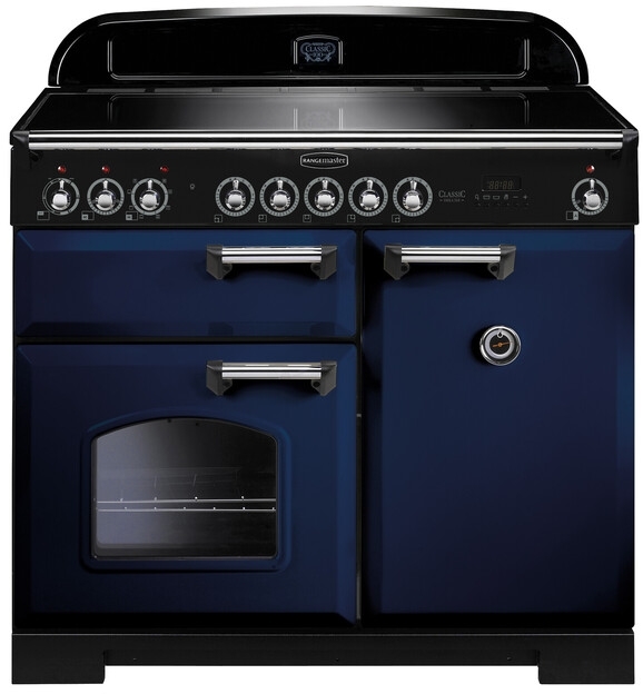 Rangemaster Classic Deluxe CDL100EIRB/C 100cm Induction Range Cooker Regal Blue / Chrome, A Rated