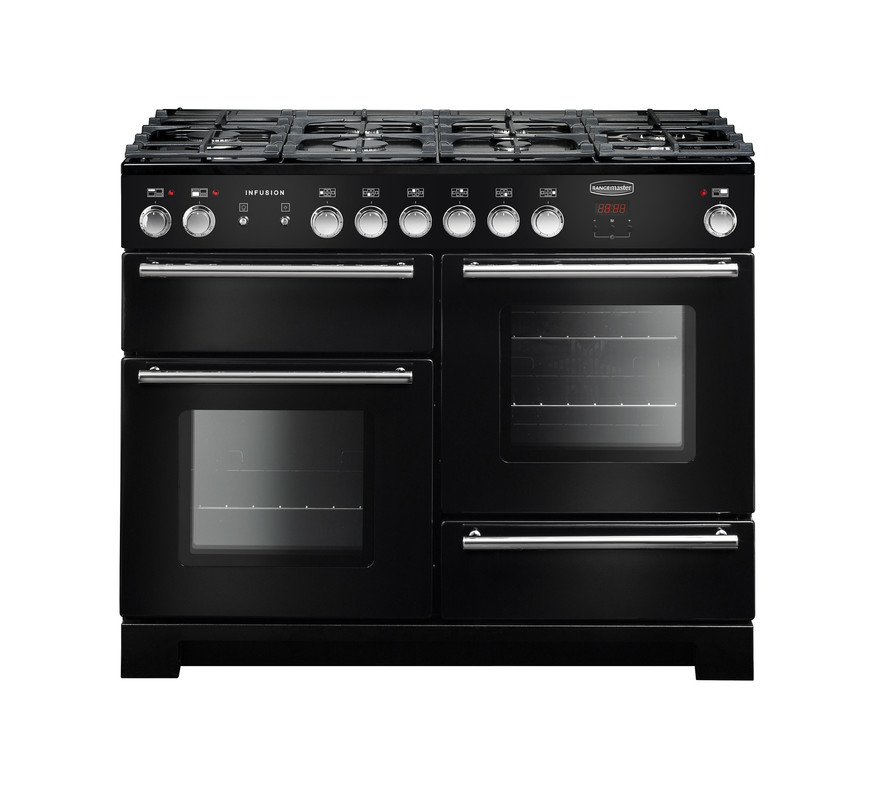 Rangemaster INF110DFFBL Infusion Black 110cm Dual Fuel Range Cooker