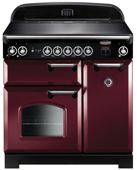 Rangemaster Classic CLA90EICY/C Cranberry / Chrome 90cm Induction Range Cooker