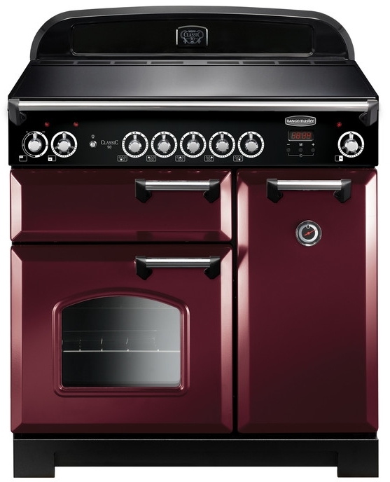 Rangemaster Classic CLA90EICY/C 90cm Induction Range Cooker Cranberry / Chrome, Red, A Rated