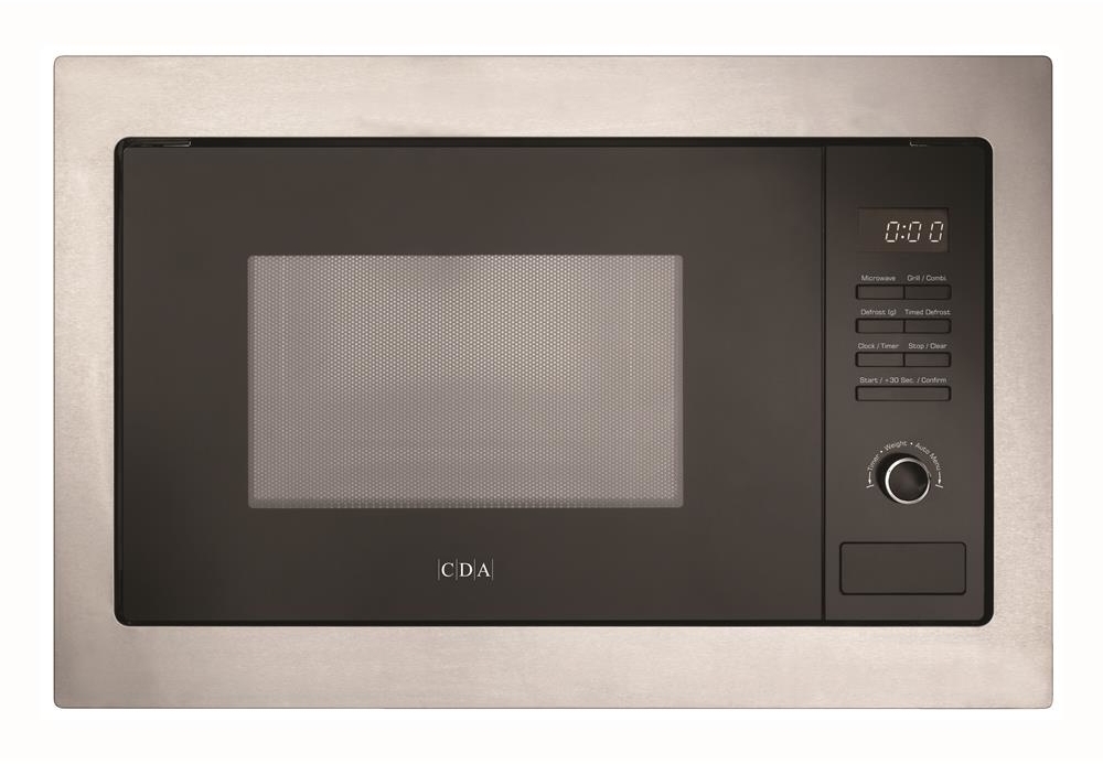 CDA VM231SS Built-In Microwave with Grill - 25L Capacity - 900W Microwave Power - 1000W Grill Power - LED Display VM231SS