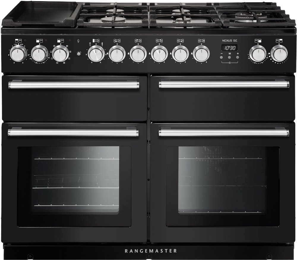 Rangemaster Nexus SE 110 Dual Fuel - Combi Hob Range Cooker - 7 Zones - Black - Chrome NEXSE110DFFCB/C Nexus Charcoal Black / Chrome