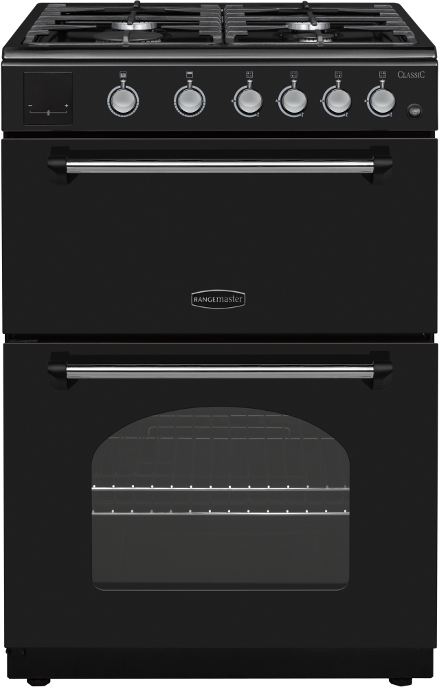 Rangemaster Classic CLA60NGFBL/C Gas Cooker with Double Oven Black