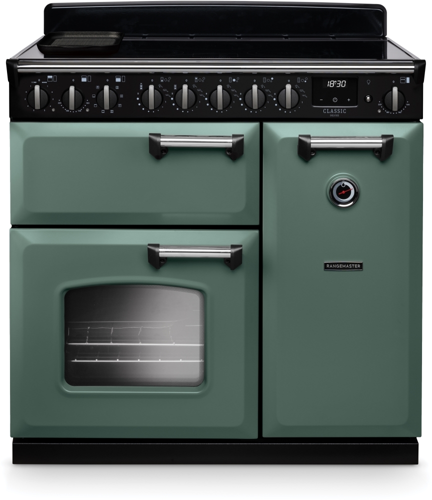 Rangemaster CLDL90EIPMGR/CM1 Classic Deluxe 90cm Induction Range Cooker - Mineral Green/Chrome CLDL90EIPMGR/CM1 Classic Deluxe Mineral Green / Chrome