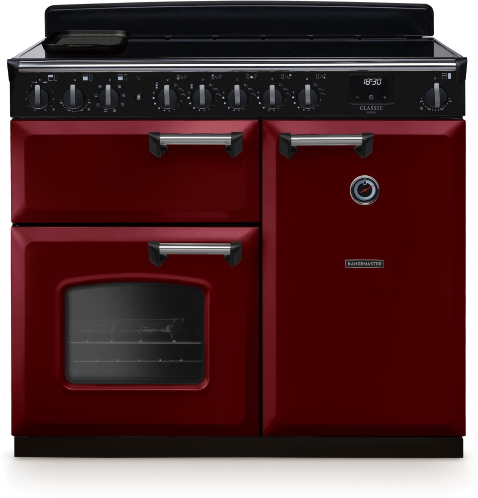 Rangemaster Classic Deluxe 100cm Induction Range Cooker - Bordeaux - 100cm CLDL100EIPBOR/CM1 Classic Deluxe Bordeaux / Chrome