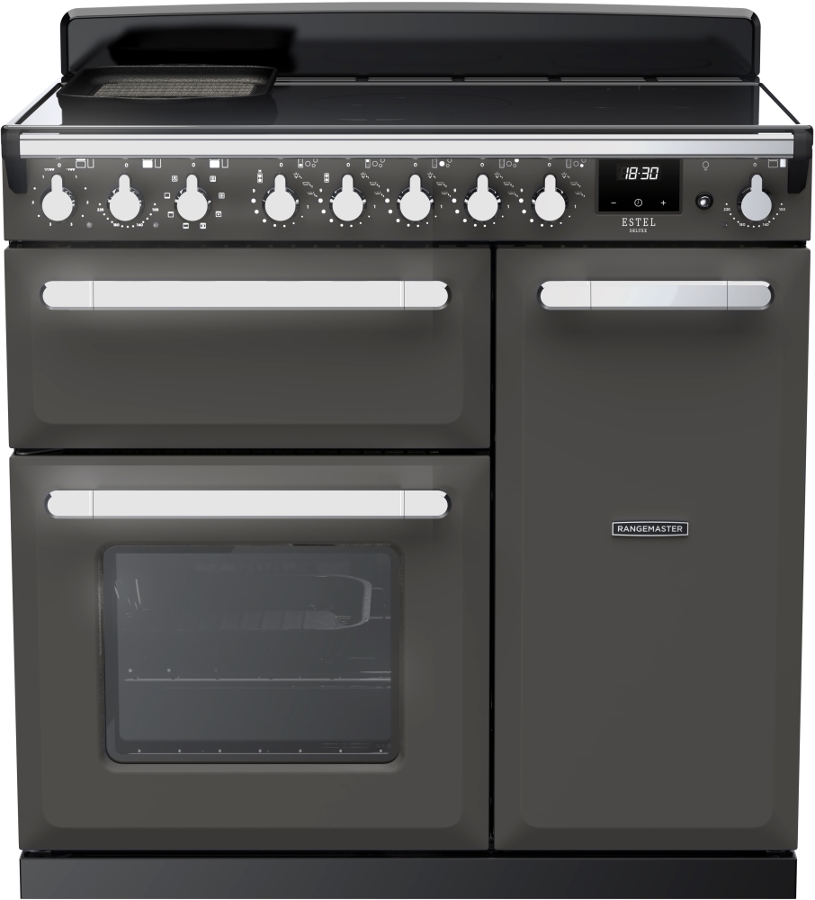 Rangemaster Estel Deluxe Esdl90eipslt/Cm1 90 Cm Electric Induction Range Cooker - Slate & Chrome, Silver/Grey,Black - Image 5