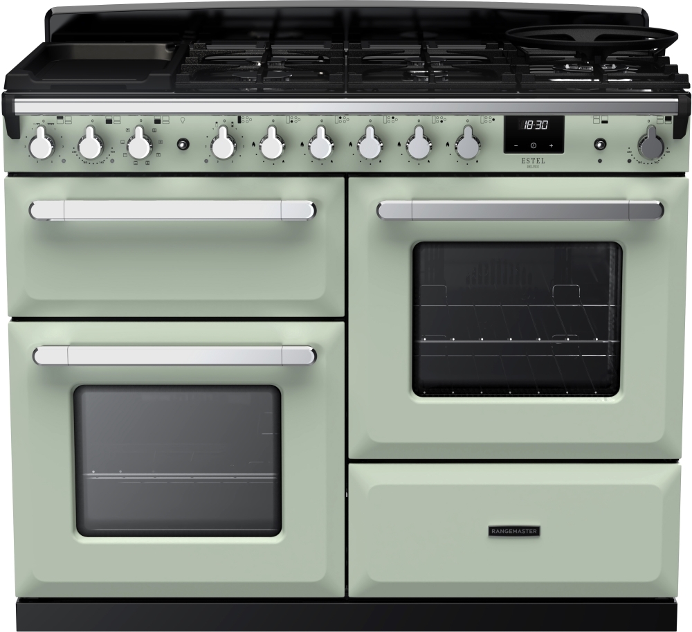 Rangemaster Estel Deluxe Esdlo110dfpmnt/Cm1 110Cm Wide Dual Fuel Range Cooker - Mint / Chrome - Image 5