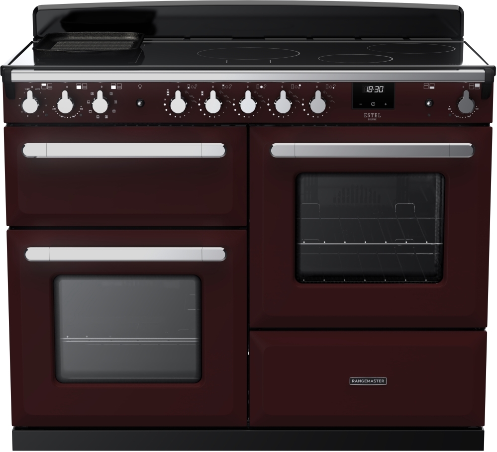 Rangemaster Estel Deluxe 110cm Induction Range Cooker - Bordeaux - 5 Zone Induction Hob ESDLO110EIPBOR/CM1 Estel Deluxe Bordeaux / Chrome