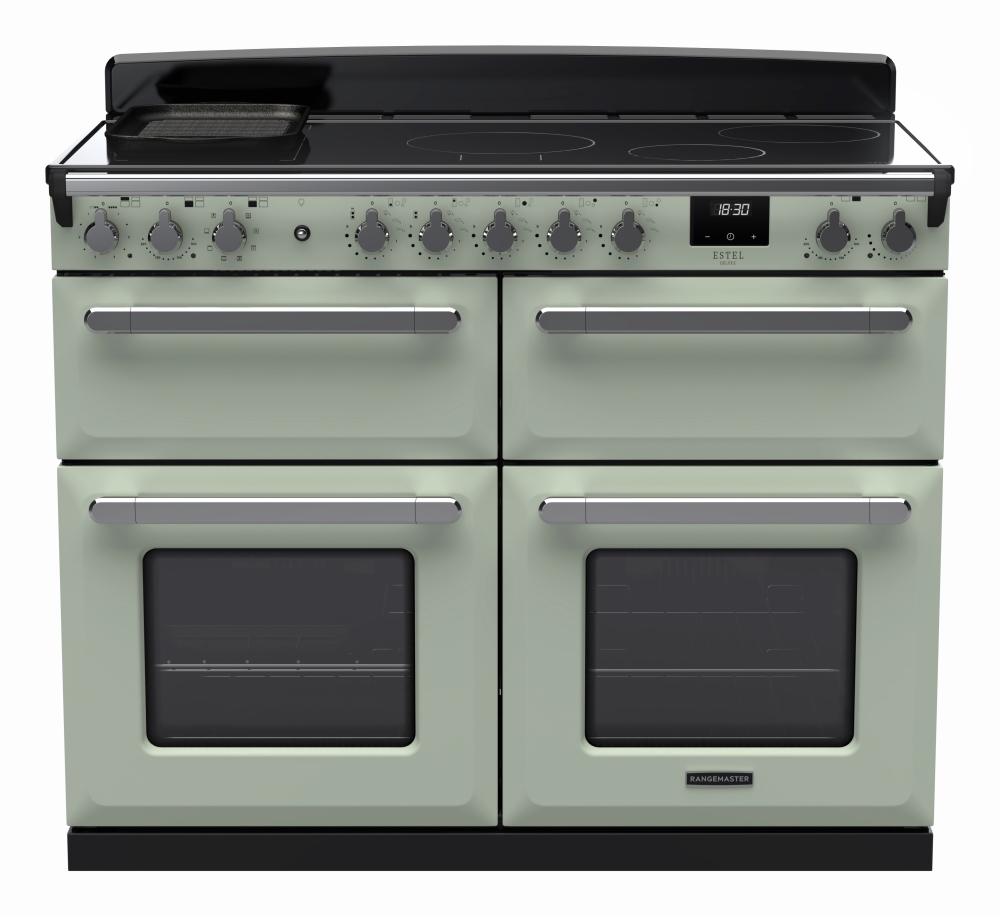 Rangemaster Estel Deluxe 110cm Induction Range Cooker Mint/Chrome 5 Zone Induction Hob 2 Ovens ESDLB110EIPMNT/CM1 Estel Deluxe Mint / Chrome