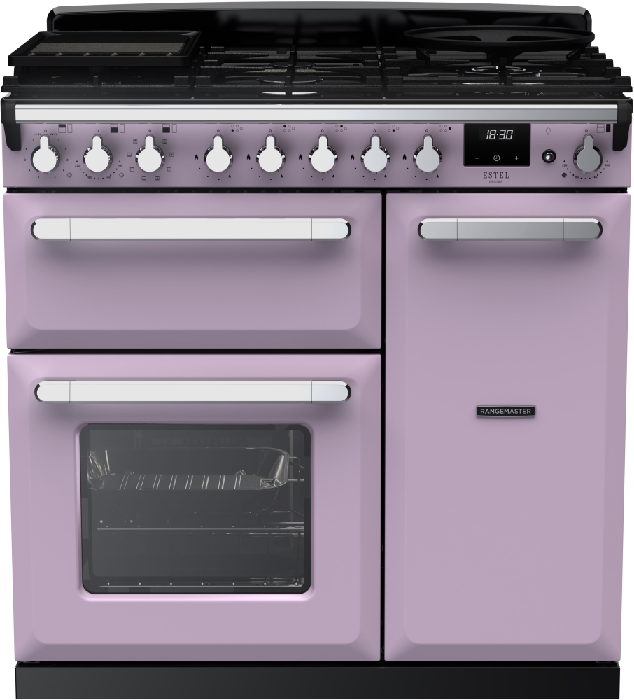 Rangemaster Estel Deluxe 90Cm Dual Fuel Range Cooker In Heather / Chrome Trim Esdl90dfphth/Cm1 - Image 5