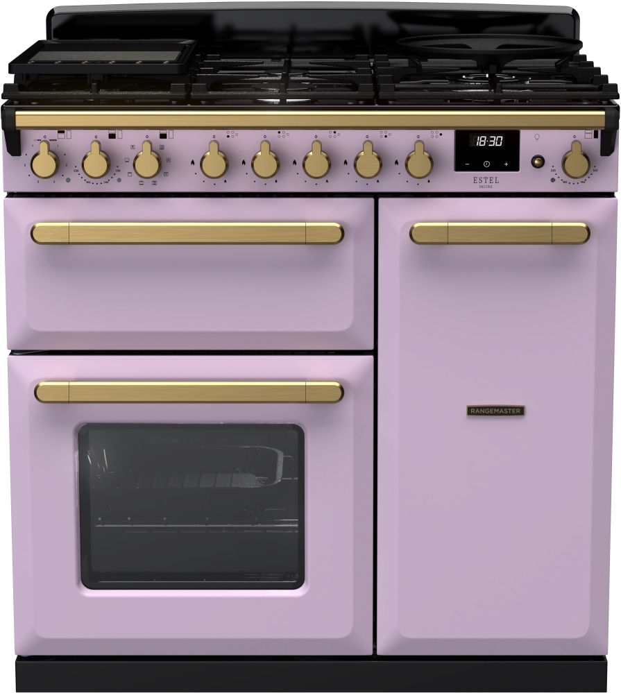 Rangemaster Estel Deluxe 90Cm Dual Fuel Range Cooker – Heather/Antique Brass, A/A Rated - Image 5