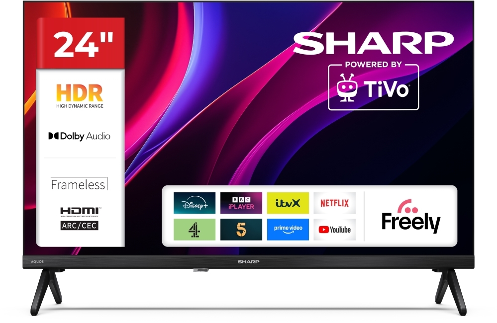 Sharp 1T-C24HE2245KB 24" LED Smart TV, HD Ready, Black, E Rated
