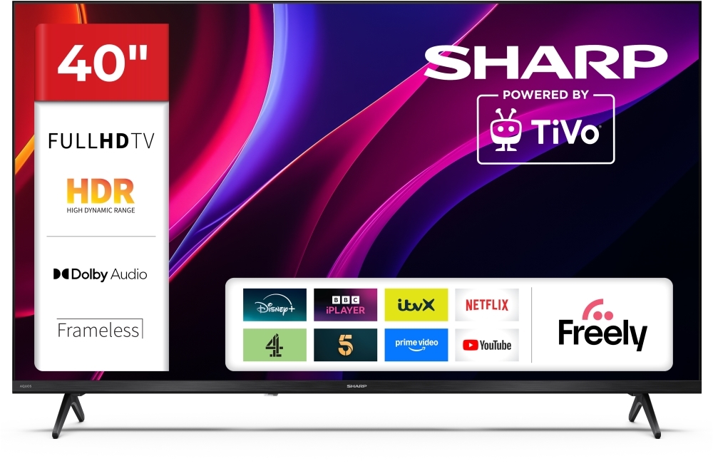 Sharp 2T-C40HE2245KB 40" LED Smart TV, Full HD, Black, E Rated