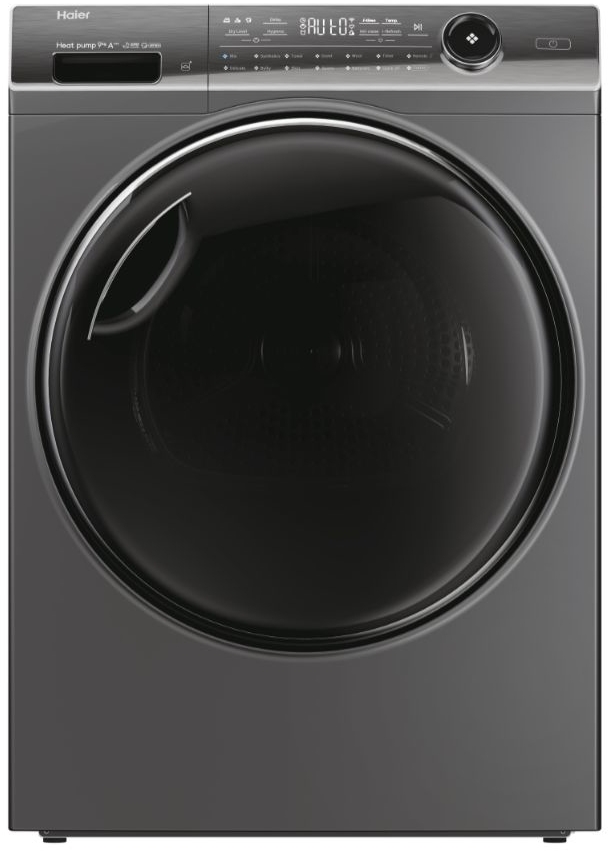 Haier IPro Series 7 Plus 9kg Heat Pump Tumble Dryer in Grey, WiFi Enabled A+++ Rated Freestanding Laundry Appliance HD90A3Q979RU1