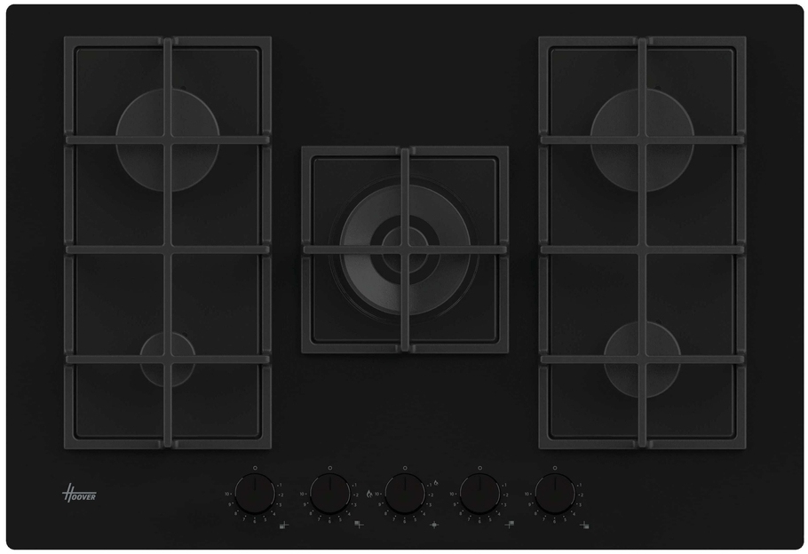 Hoover 5 Burner Gas Hob, 33803130 Black Hvg74wc5b