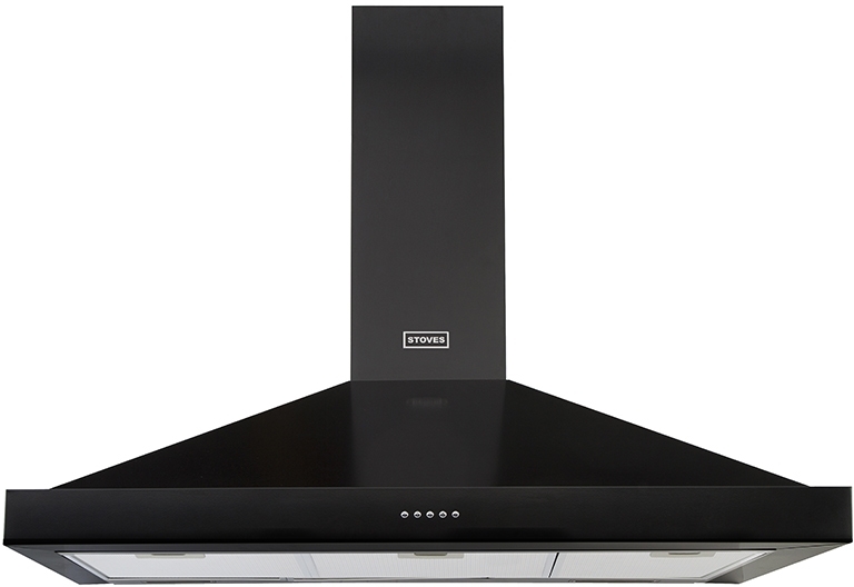 Stoves Sterling S900 Flat Black 90cm Chimney Cooker Hood