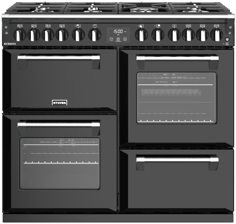 Stoves Richmond S1000DF MK22 Black 100cm Dual Fuel Range Cooker, A