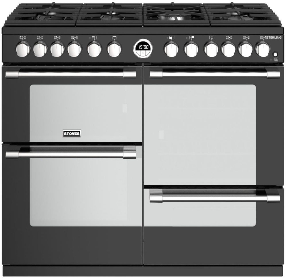 Stoves Sterling S1000DF MK22 Black 100cm Dual Fuel Range Cooker, A
