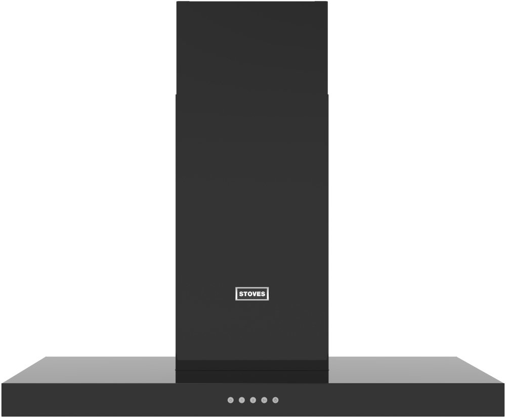 Stoves Sterling 110T Black 110cm Chimney Cooker Hood - 590 m³/h Extraction Rate - Ducted/Recirculating Sterling 110T Black