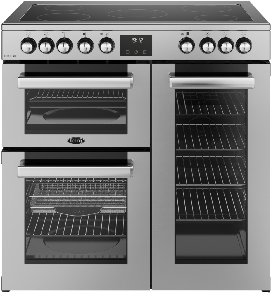 Belling RCA COOKCENTRE 90E S 90cm Ceramic Range Cooker - 5 Zone Hob - 2 Ovens - Stainless Steel RCA COOKCENTRE 90E S