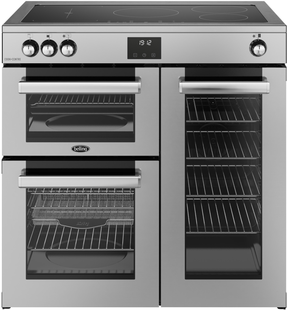 Belling RCA COOKCENTRE 90Ei 90cm Induction Range Cooker - 5 Zone Induction Hob - 2 Ovens - 174L Capacity - Stainless Steel RCA COOKCENTRE 90Ei