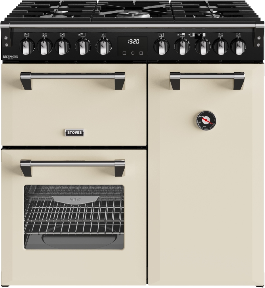Stoves DX RCA RICH 90DF CRM 90cm Dual Fuel Range Cooker - 5 Gas Burners, 3 Ovens, Cream DX RCA RICH 90DF CRM