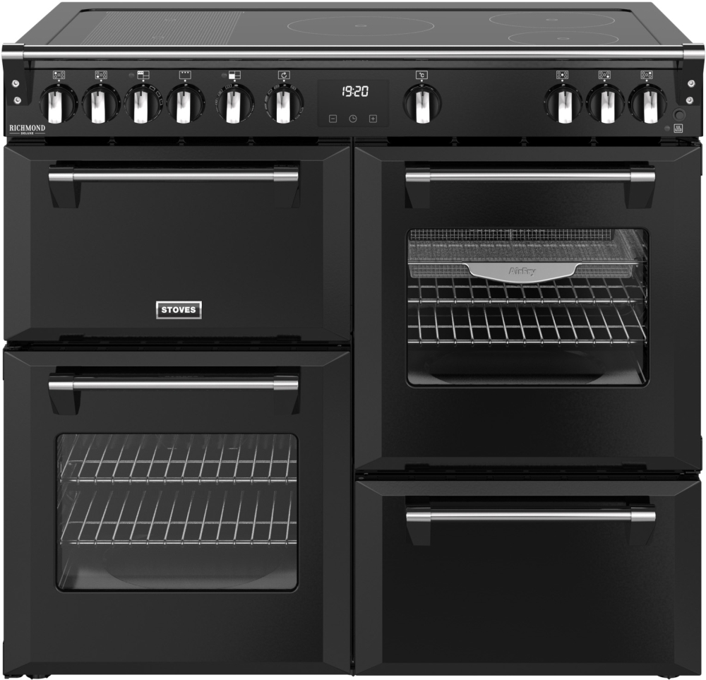 Stoves DX RCA RICH 100Ei RTY Black 100cm Induction Range Cooker - 4 Ovens, 5 Zone Induction Hob DX RCA RICH 100Ei RTY